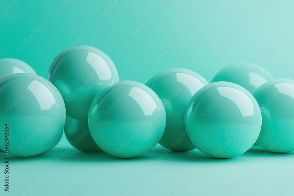 Fototapete vibrant turquoise green spheres create a calming visual effect on a smooth surface with seamless mot