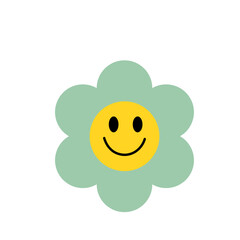 Funny retro groovy flowers  vector illustration 