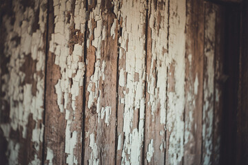 Obraz premium Weathered Wooden Wall with Cracked Peeling Paint