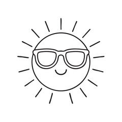 Cute Smiling Sun with Sunglasses Coloring Page