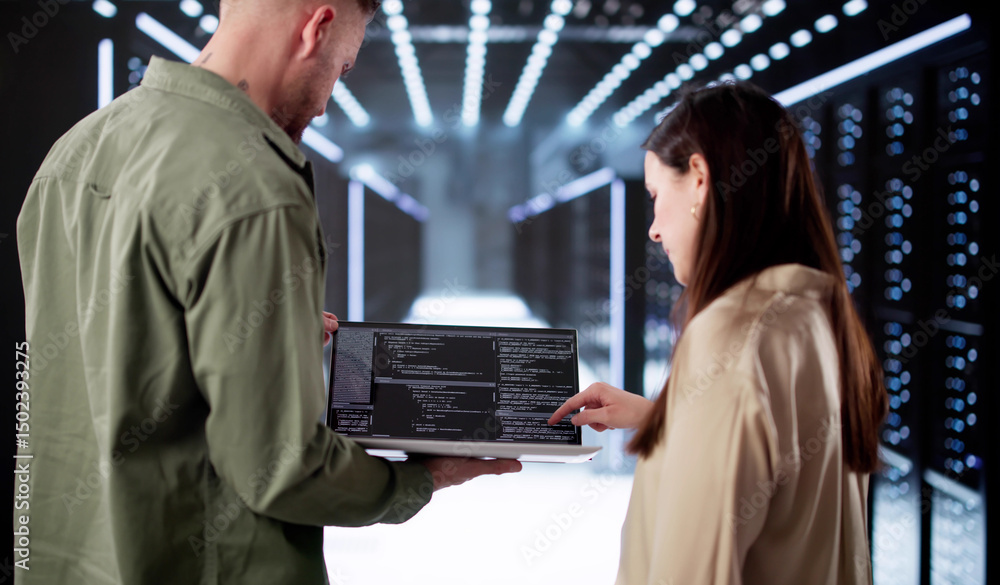 Poster tech-savvy engineer setting up ai