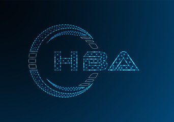 HBA low poly letter logo vector design. HBA lower poly logo design.