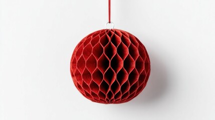 Red honeycomb paper ball ornament