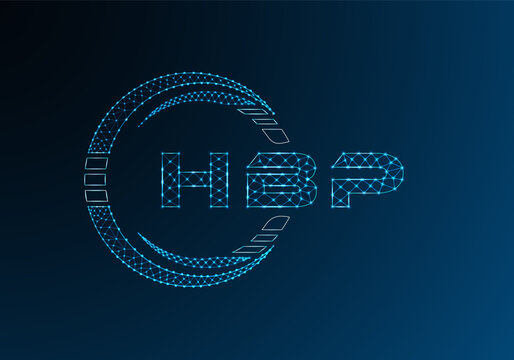 HBP low poly letter logo vector design. HBP lower poly logo design.