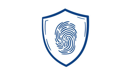 isolated transparent Background. Fingerprint security icon with shield outline symbolizing digital protection