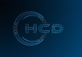 HCD low poly letter logo vector design. HCD lower poly logo design.
