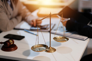 Consultation and conference of lawyers and professional businessman working and discussion having...