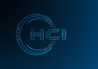 HCI low poly letter logo vector design. HCI lower poly logo design.
