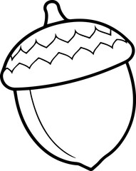 acorn outline vector illustration, coloring book page line art
