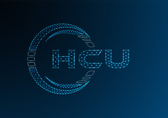 HCU low poly letter logo vector design. HCU lower poly logo design.