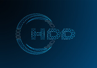 HDD low poly letter logo vector design. HDD lower poly logo design.