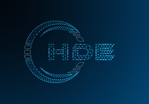 HDE low poly letter logo vector design. HDE lower poly logo design.