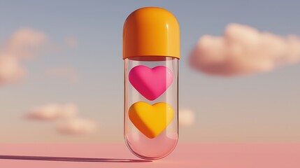 Heart - shaped objects in a capsule