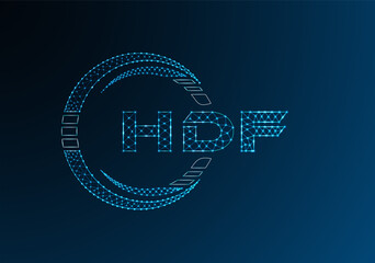 HDF low poly letter logo vector design. HDF lower poly logo design.