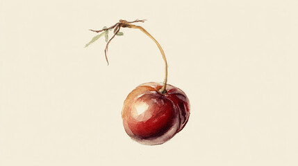 A single jujube in ink wash style