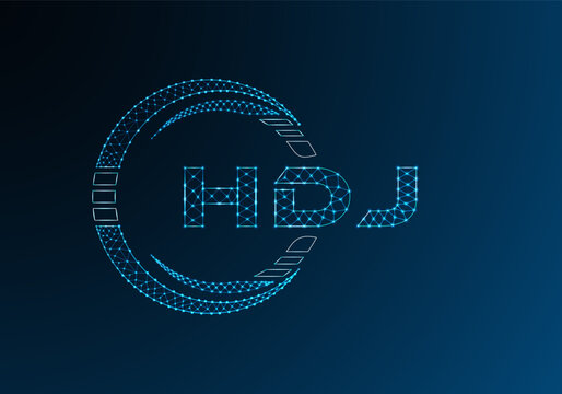 HDJ low poly letter logo vector design. HDJ lower poly logo design.