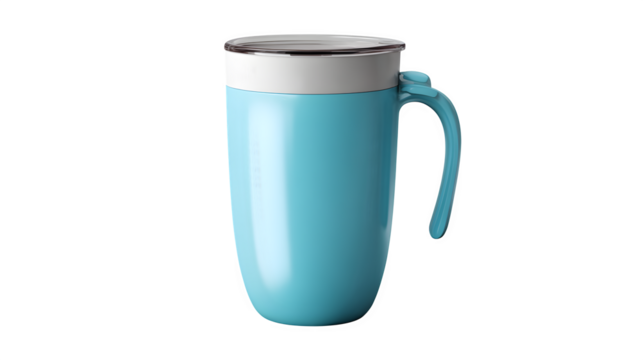 A stylish and reusable coffee mug with a modern and ergonomic design, isolated on Transparent Background.