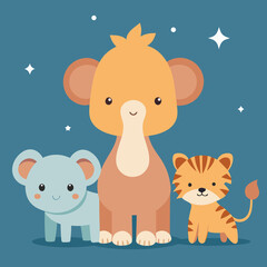 Cute Baby Animals – Lion, Elephant, Giraffe Nursery Illustration PNG"
