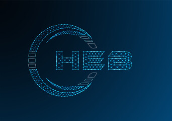 HEB low poly letter logo vector design. HEB lower poly logo design.