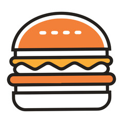 

Cheese burger vector icon set,in black outline, solid and colored style,