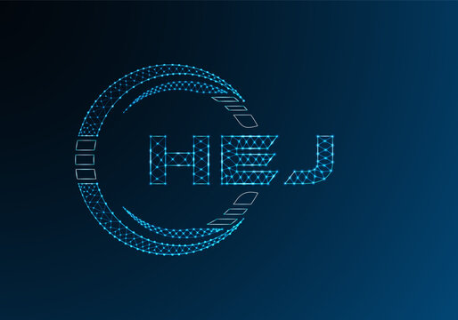 HEJ low poly letter logo vector design. HEJ lower poly logo design.
