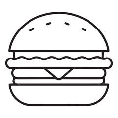 Cheese burger vector icon set,in black outline, solid and colored style,
