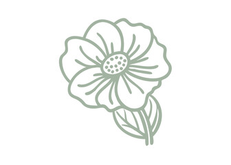 Elegant Blue Poppy Line Art Illustration