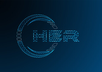 HER low poly letter logo vector design. HER lower poly logo design.