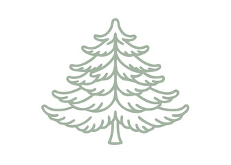 Minimalist White Spruce Tree Line Art