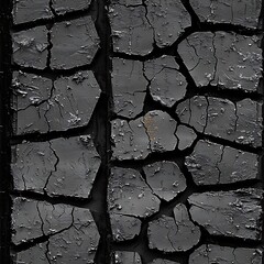 Worn tire treads with complex fissures