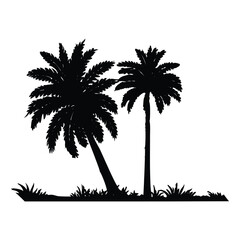 Tropical summer sunset with palm tree silhouettes on a beach island, natural, outdoors, breeze, chill, resort.