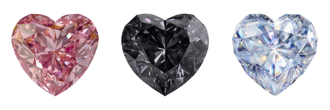 Png heart diamond set y2k isolated on transparent background