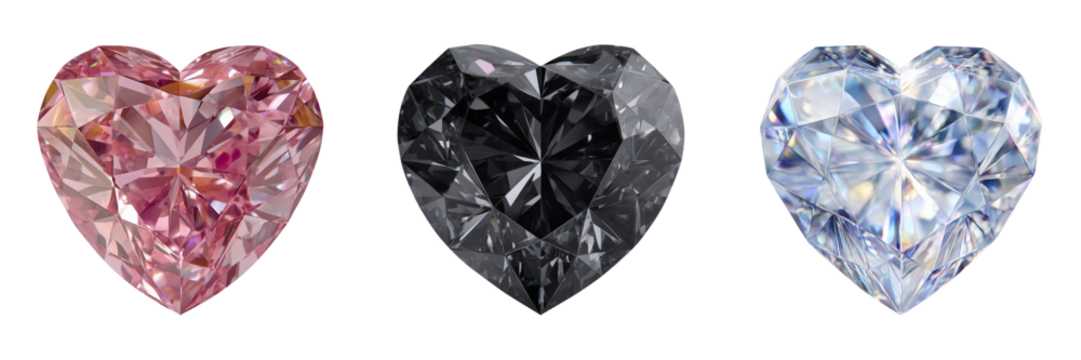 Png heart diamond set y2k isolated on transparent background