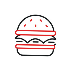 PrintHamburger vector icon set,burger sign and symbol,hamburgeron solid black and white color
