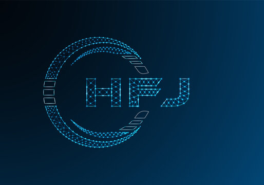 HFJ low poly letter logo vector design. HFJ lower poly logo design.
