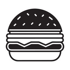 PrintHamburger vector icon set,burger sign and symbol,hamburgeron solid black and white color
