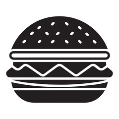 PrintHamburger vector icon set,burger sign and symbol,hamburgeron solid black and white color
