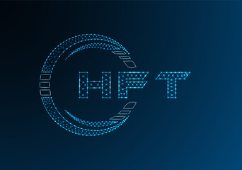 HFT low poly letter logo vector design. HFT lower poly logo design.