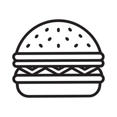 PrintHamburger vector icon set,burger sign and symbol,hamburgeron solid black and white color
