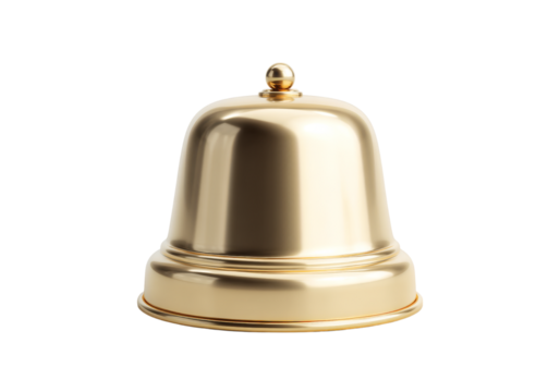 Golden Notification Bell Icon on White Background, On Transparent Background, Png