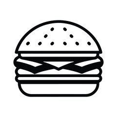 PrintHamburger vector icon set,burger sign and symbol,hamburgeron solid black and white color
