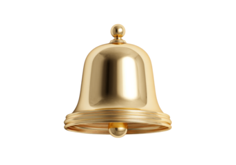Golden Notification Bell Icon on White Background, On Transparent Background, Png