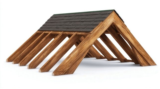 Timber gable frame construction isolated on white background. Generative AI