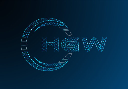HGW low poly letter logo vector design. HGW lower poly logo design.