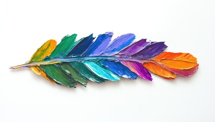 Colorful feather, painted in vibrant hues
