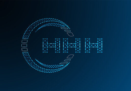 HHH low poly letter logo vector design. HHH lower poly logo design.