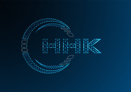 HHK low poly letter logo vector design. HHK lower poly logo design.