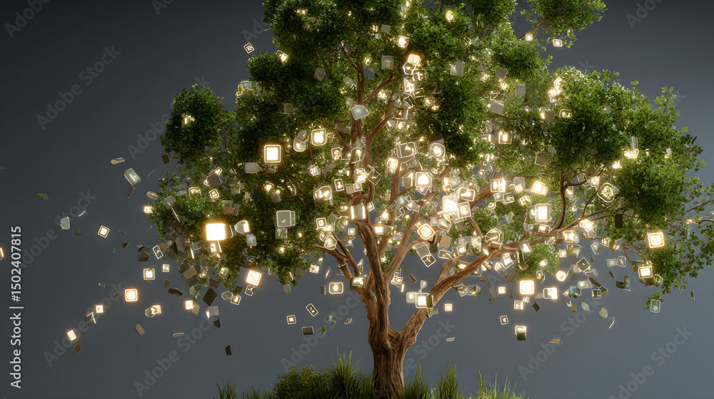 Poster digital tree of knowledge a symbolic representation of information flow, growth, and sustainable dat