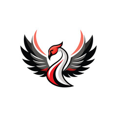 Obraz premium Flat and Minimal Swans in Flight logo vector illustration isolated on white background