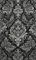 Intricate black & white damask, elegant wallpaper texture , illustration, print, deco